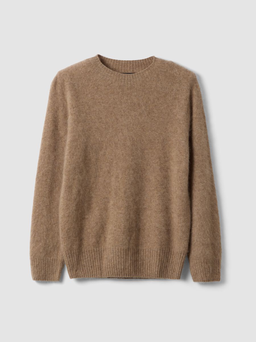 Beige wool and cashmere blend crew-neck jumper, oversized fit_0