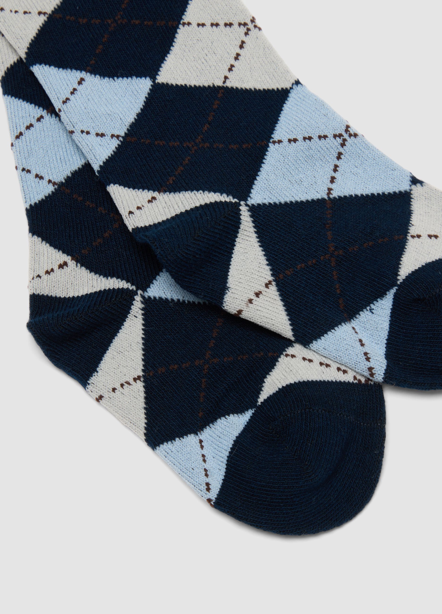 Tripack di calze lunghe blu in cotone organico elasticizzato