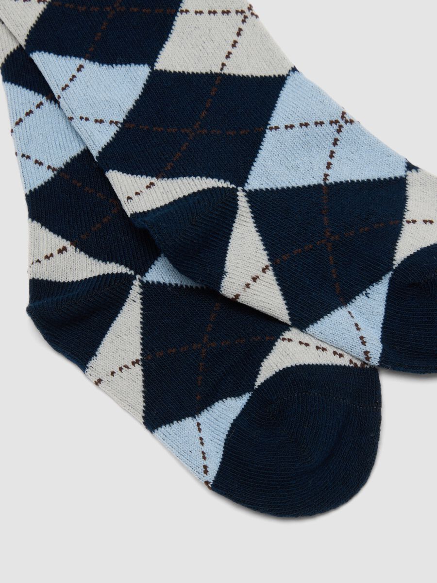 Tripack di calze lunghe blu in cotone organico elasticizzato_2