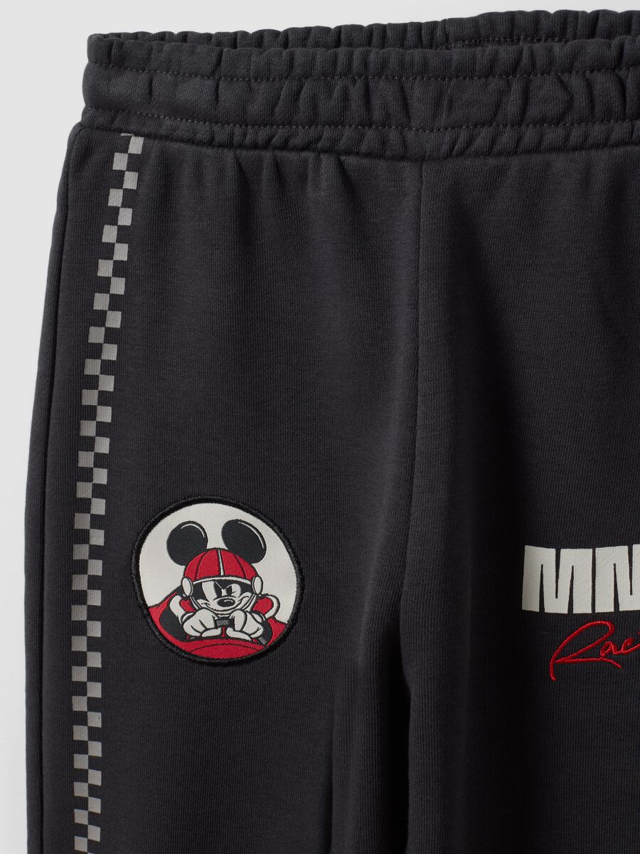 Black cotton-blend joggers with elasticated waist and Mickey print_2