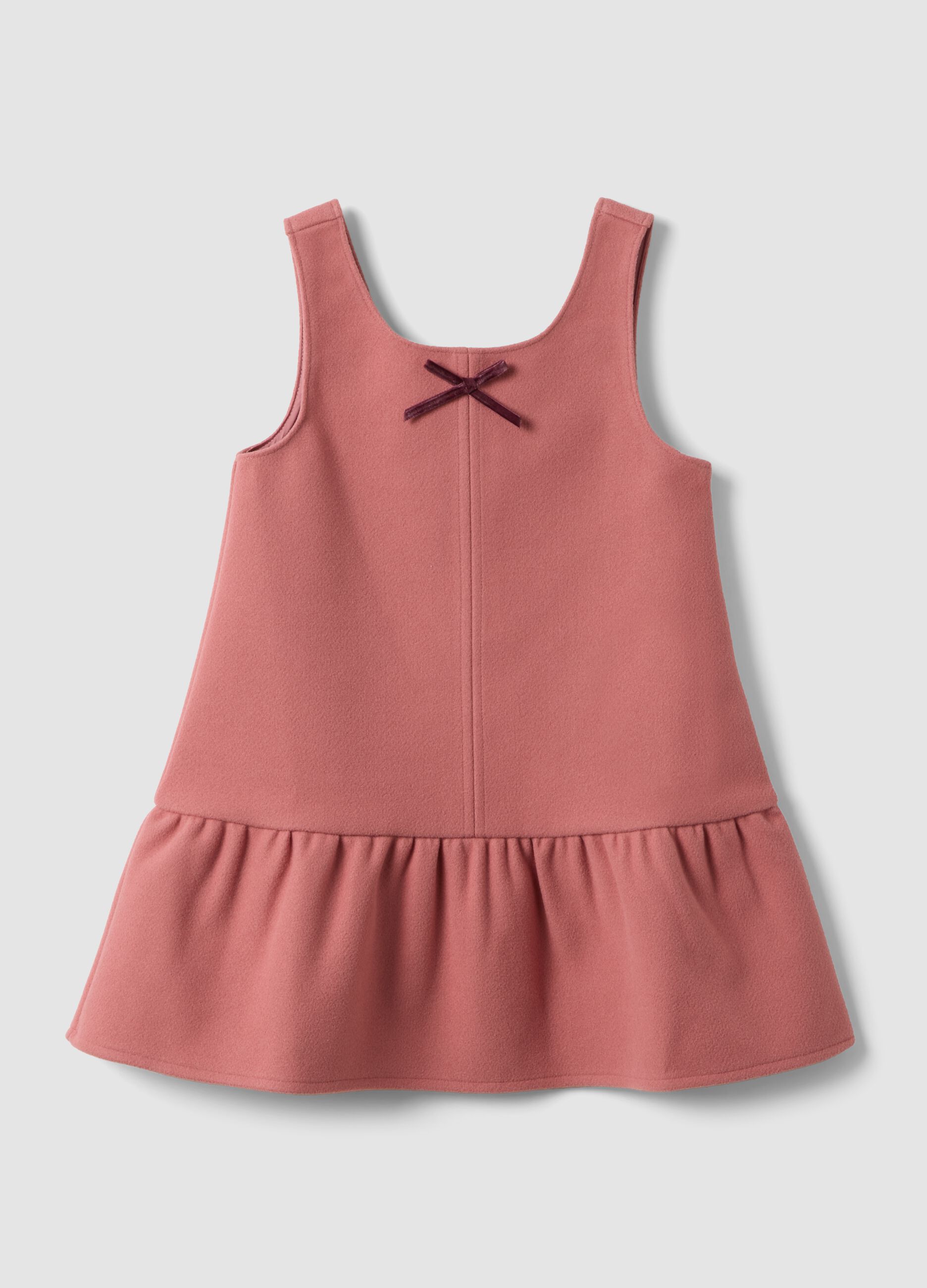 Dusty pink dress with crew neck and bow