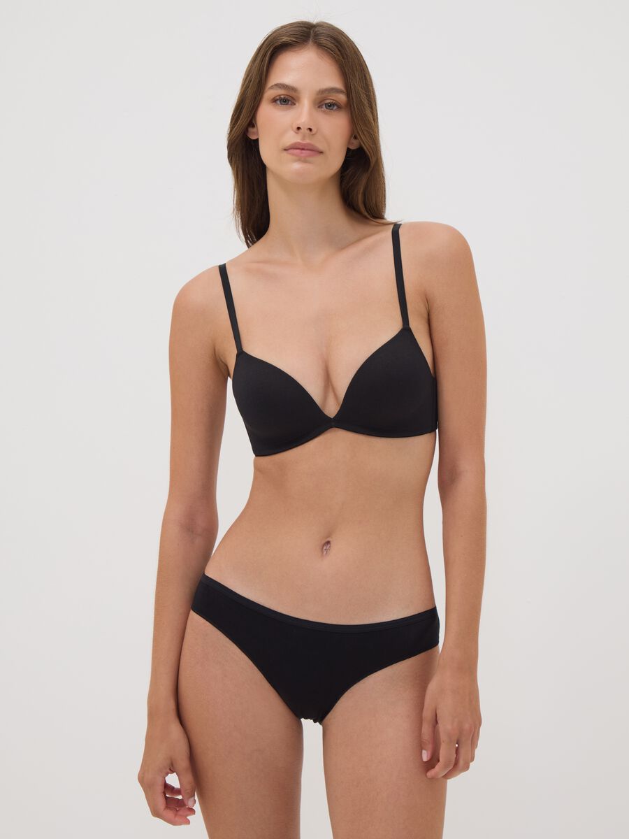 Black padded organic cotton bra_1