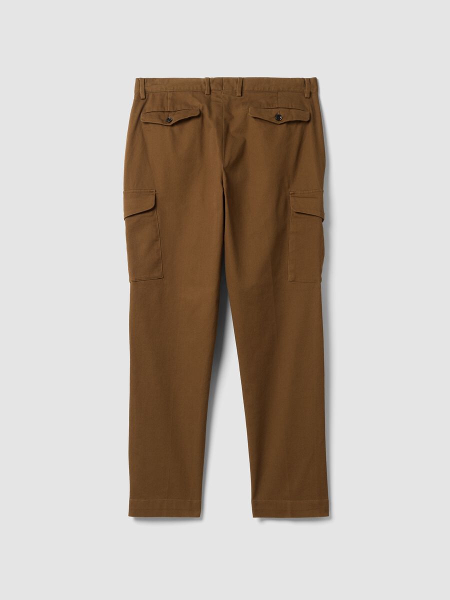 Brown comfort-fit stretch cotton twill cargo trousers_6