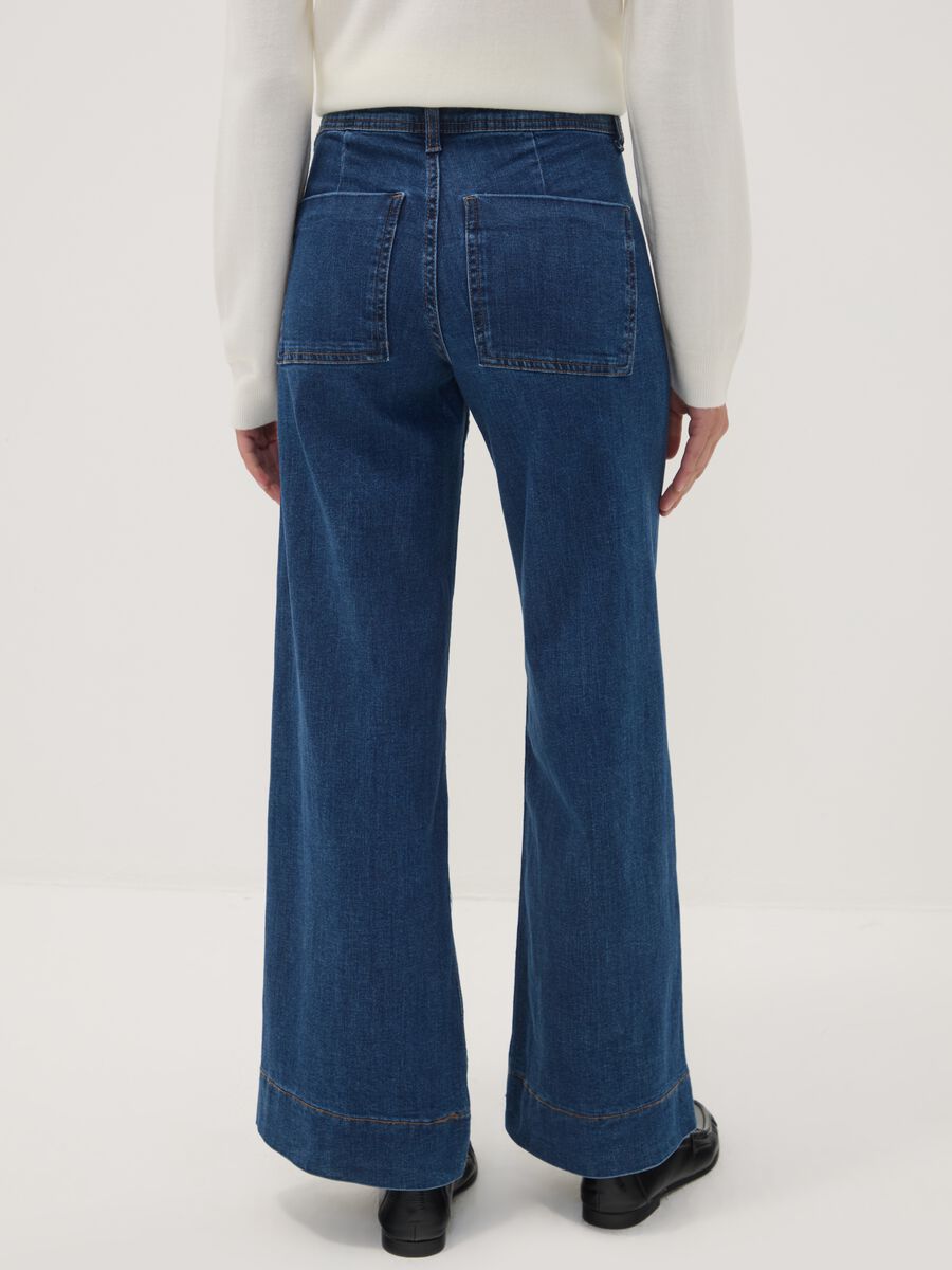 Blue wide-leg jeans in stretch cotton_2