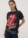 Black pure cotton T-shirt with The Rolling Stones print_0