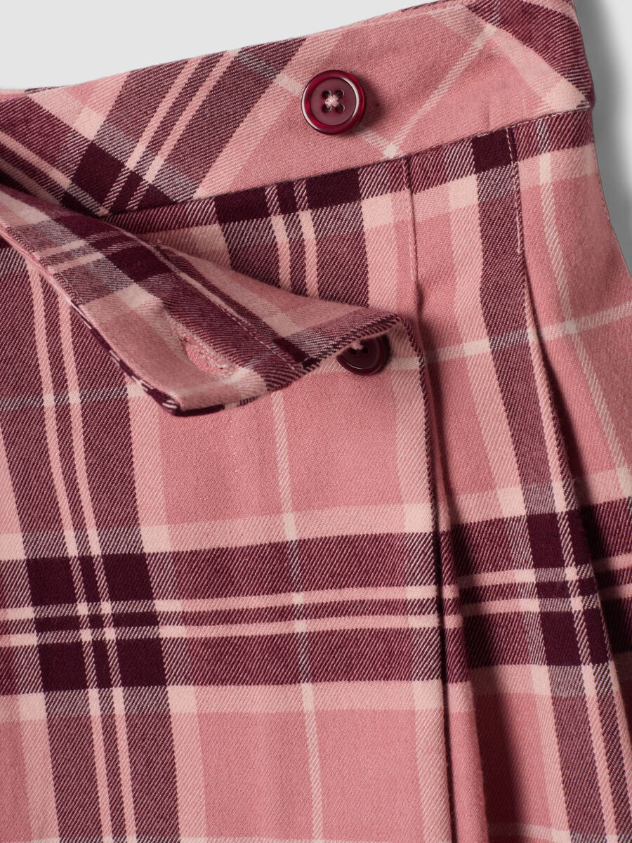Pink and Purple Checked Stretch Viscose Skirt_2