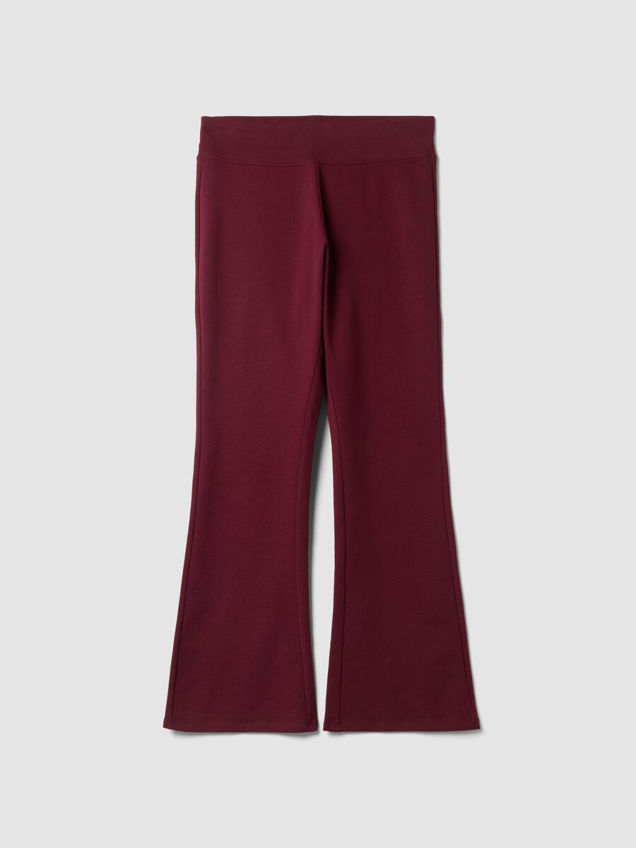 Red bootcut stretch-cotton trousers_0