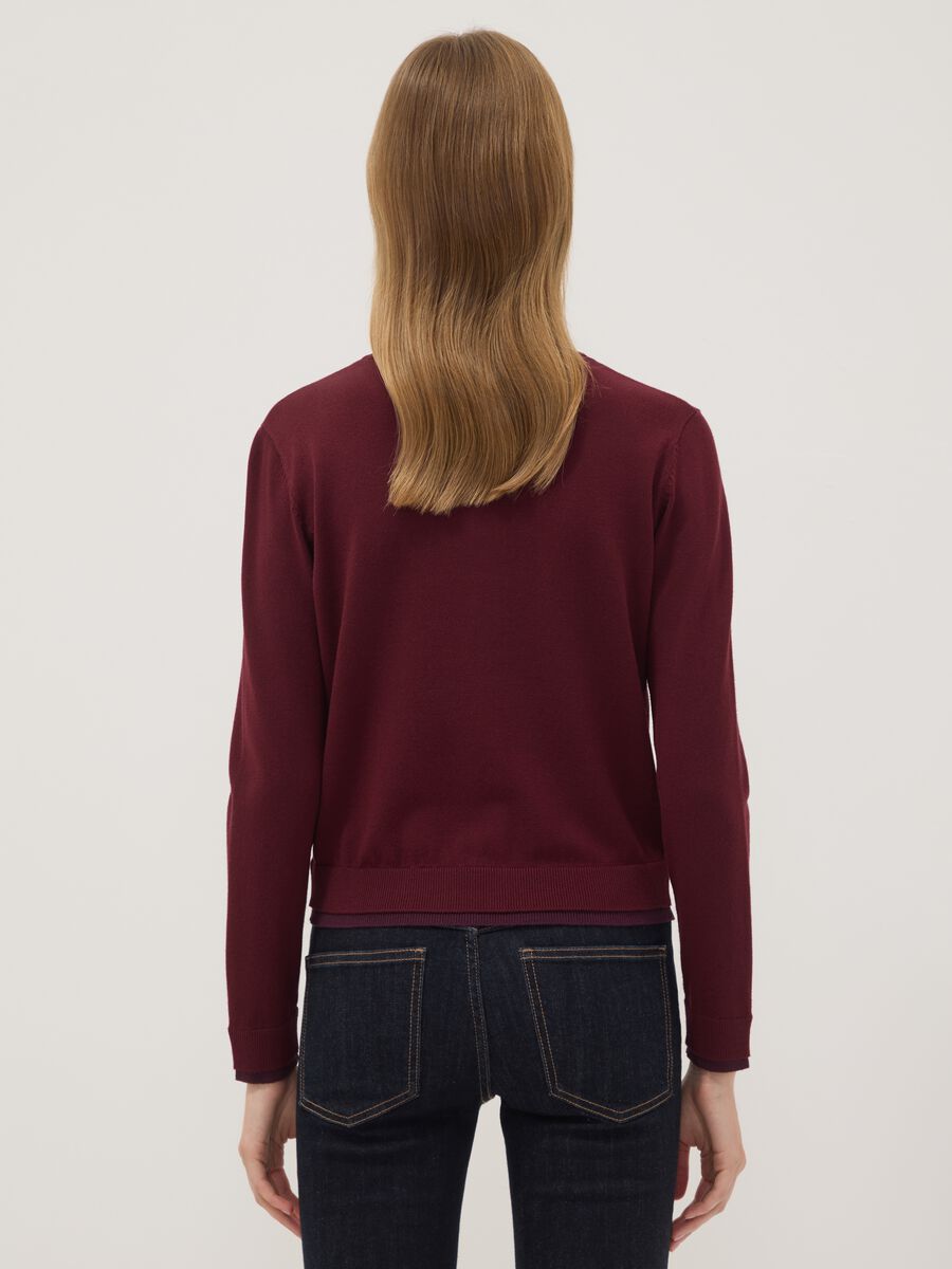Red viscose-blend cardigan in plain knit_3