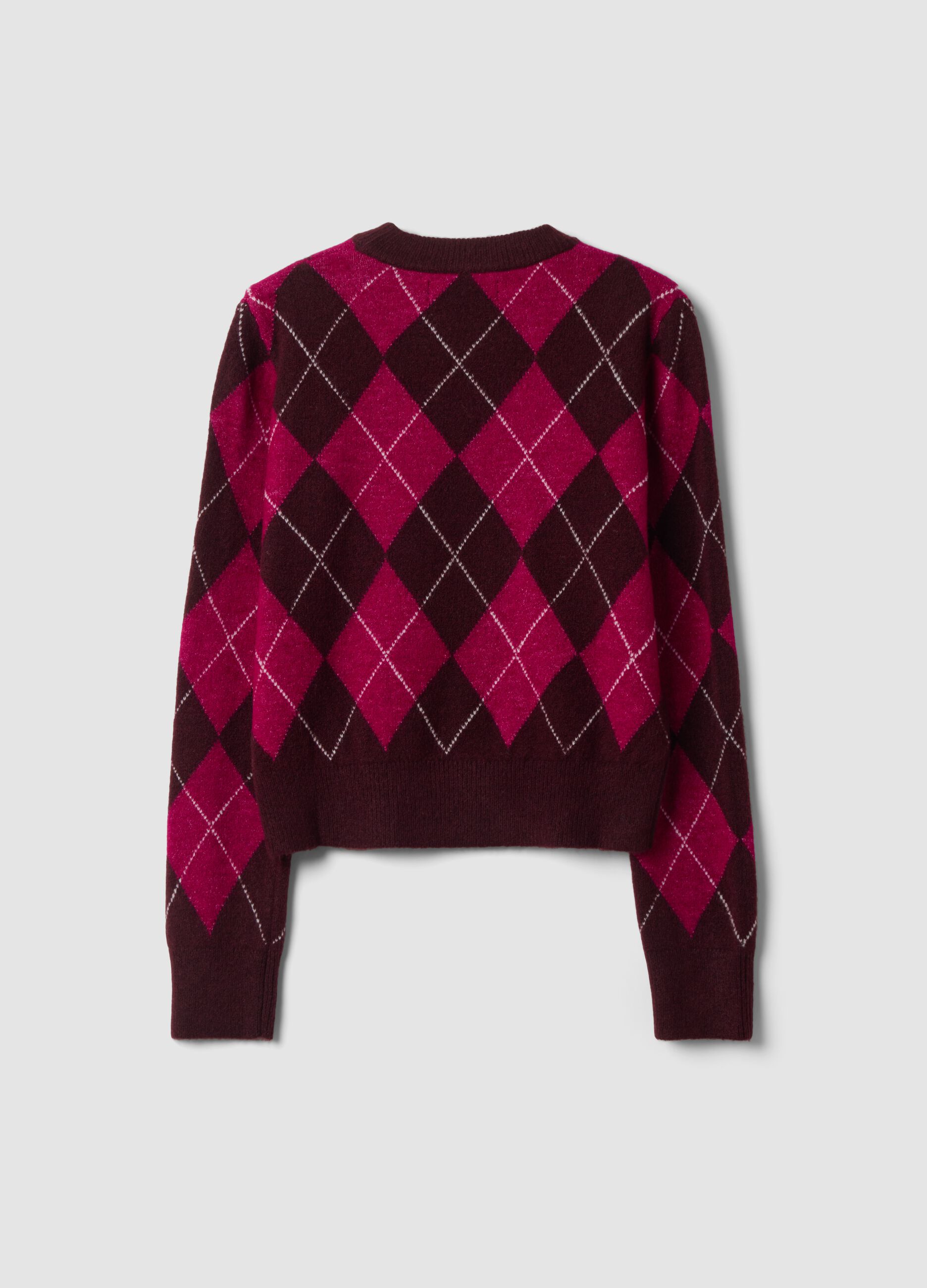 Maglia viola in lana elasticizzato con girocollo