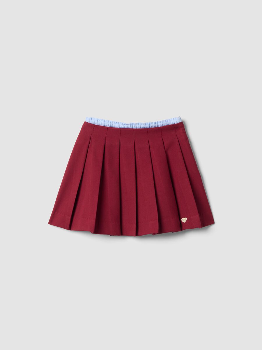 Girls&rsquo; red pleated skirt in stretch viscose_1