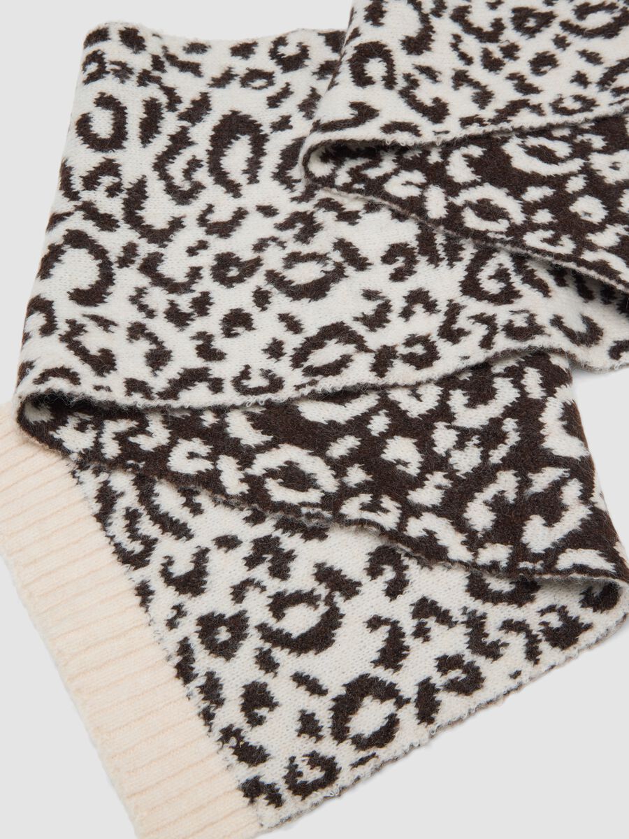 Dark brown and cream stretch-wool scarf_2