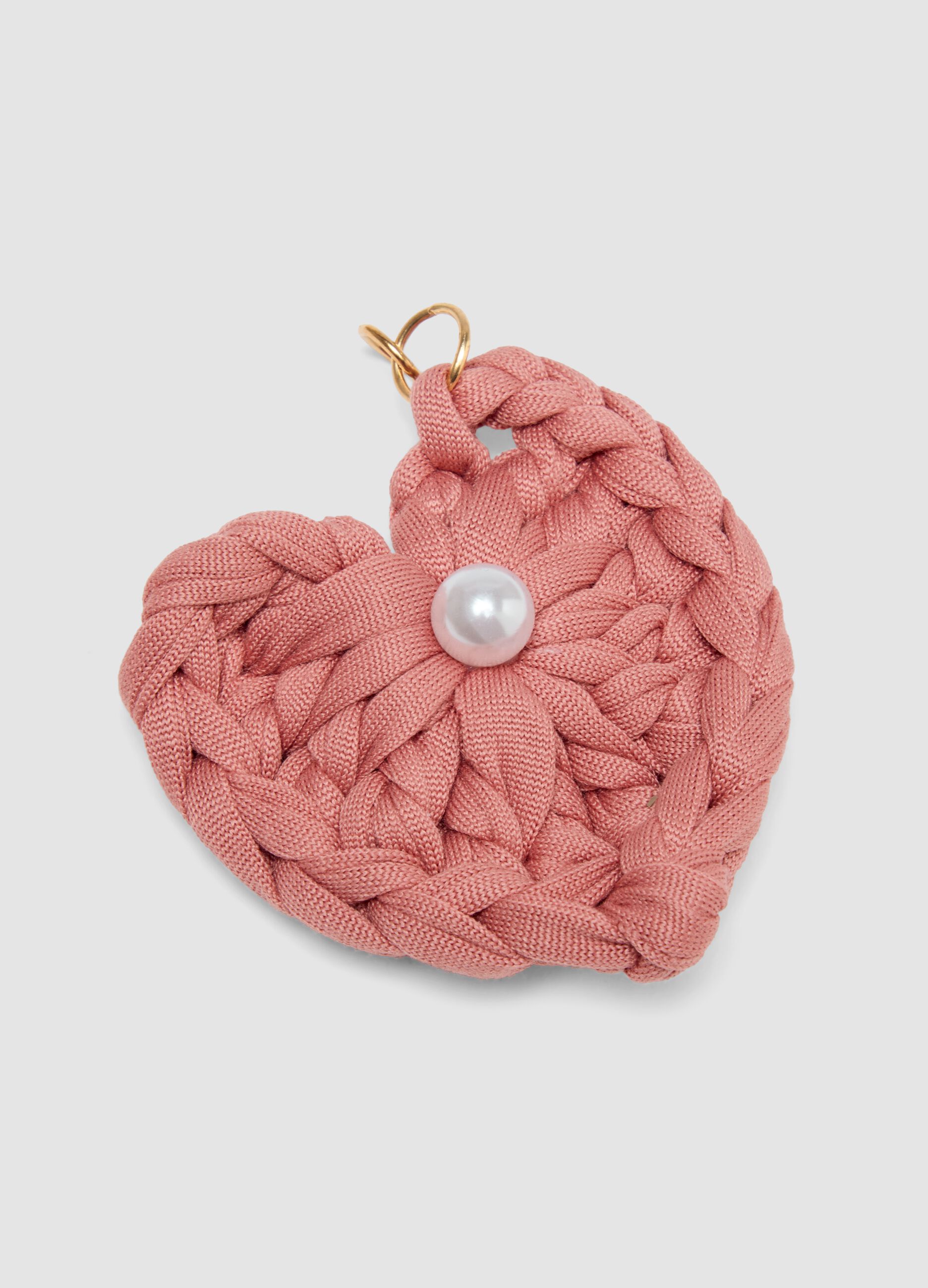 Pink keyring with braided heart and bow