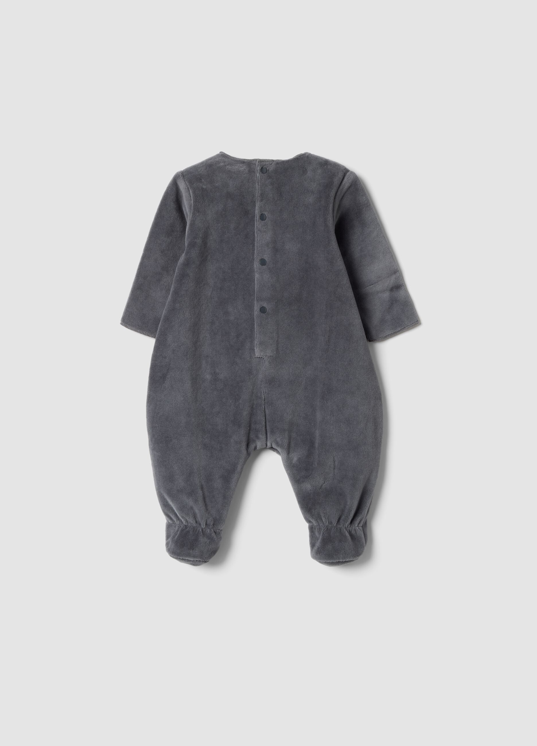 Tutina grigia con piedi in misto cotone organico con stampa Mickey