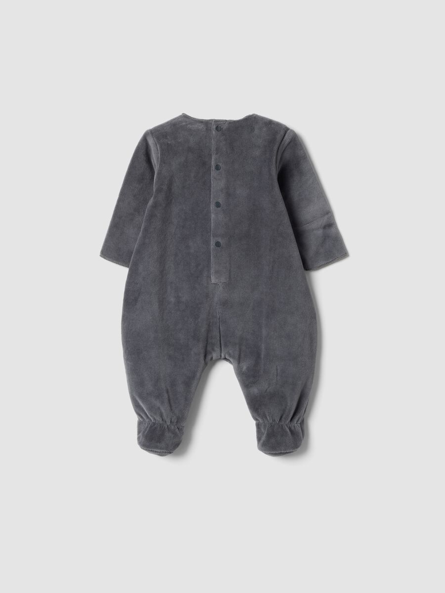 Tutina grigia con piedi in misto cotone organico con stampa Mickey_1