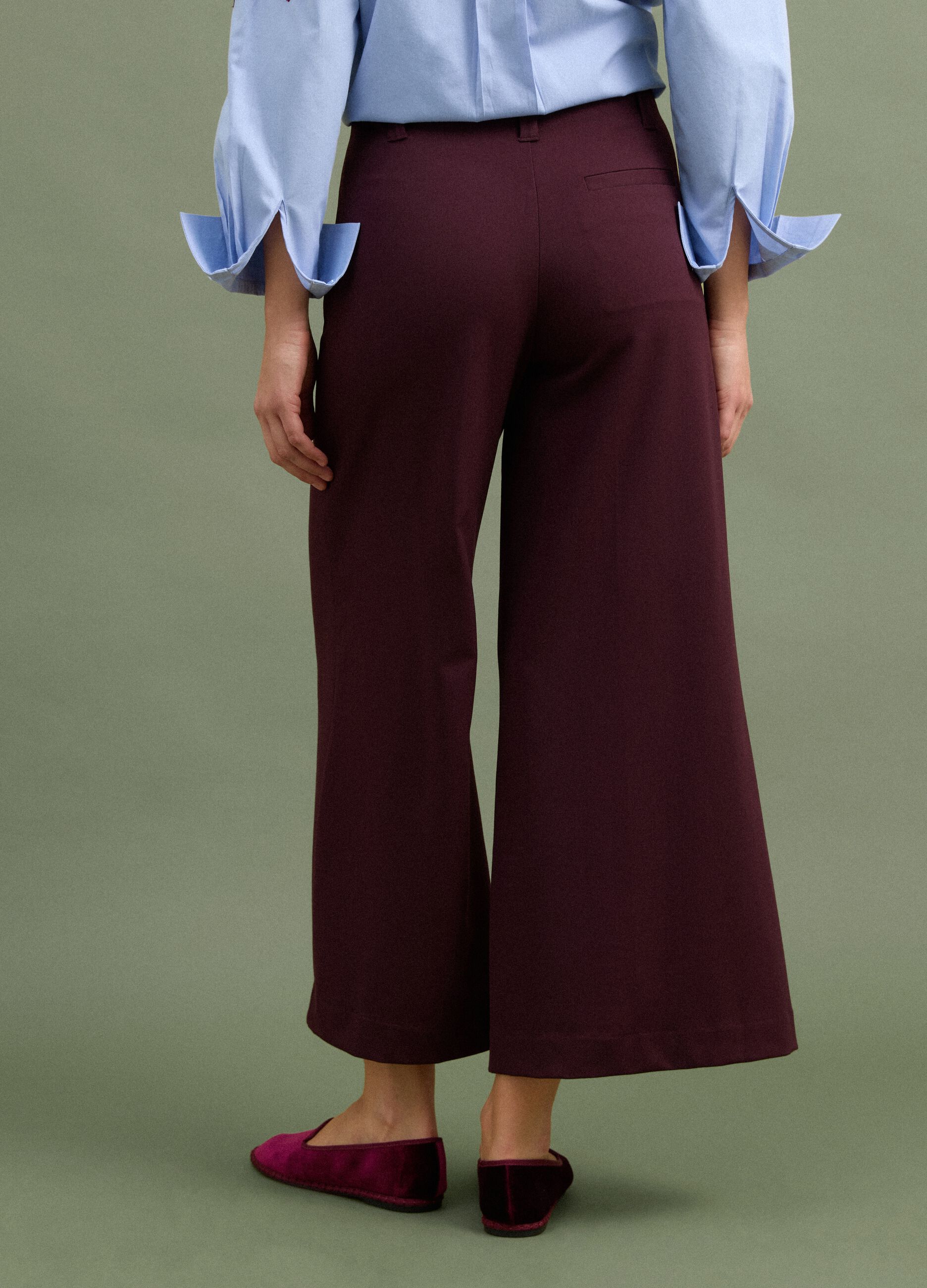 Purple wide-leg chino trousers in stretch viscose