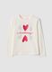 White stretch-cotton regular-fit T-shirt with embroidered hearts_0