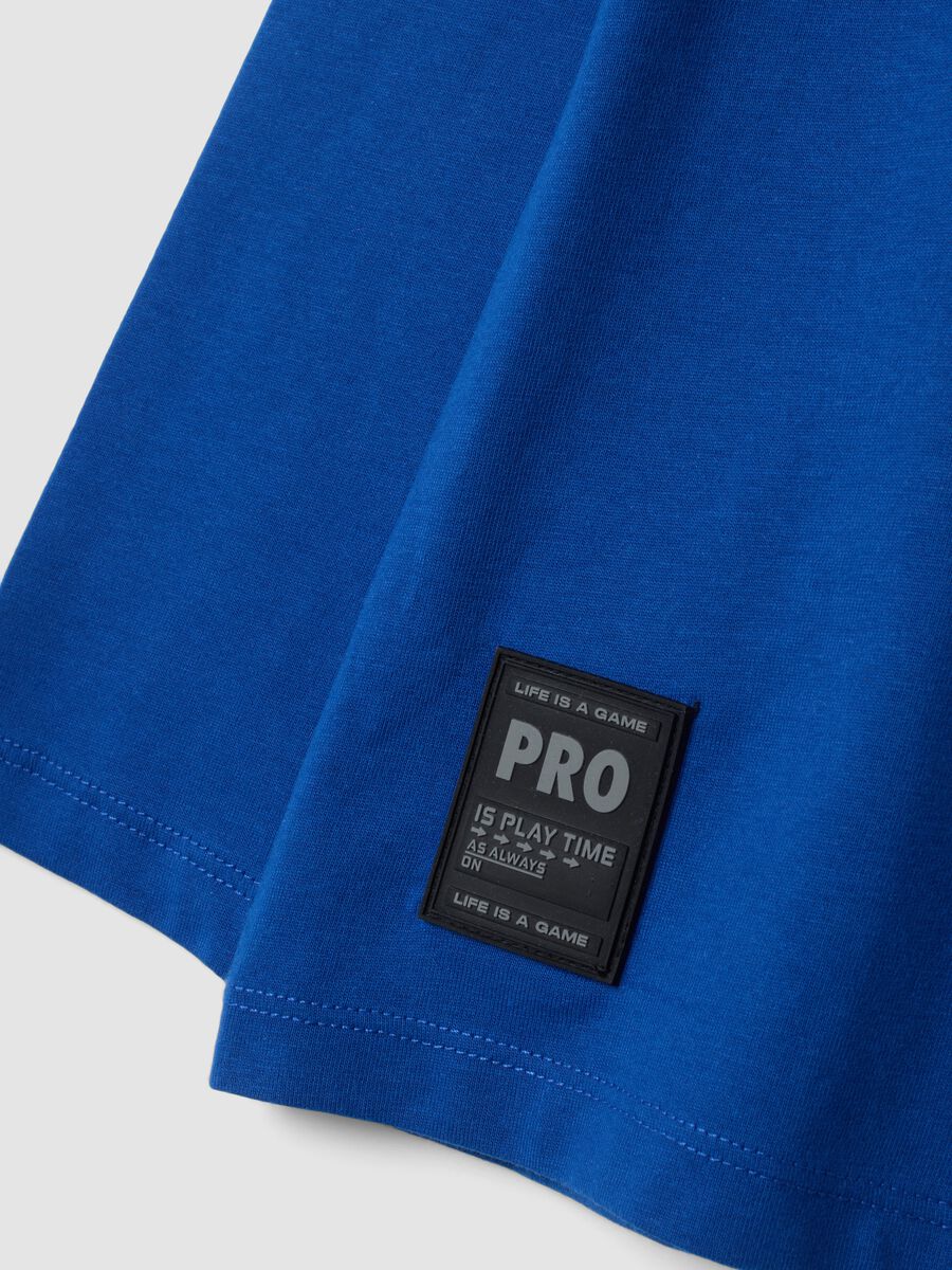 Blue pure cotton crew-neck over-fit T-shirt_2