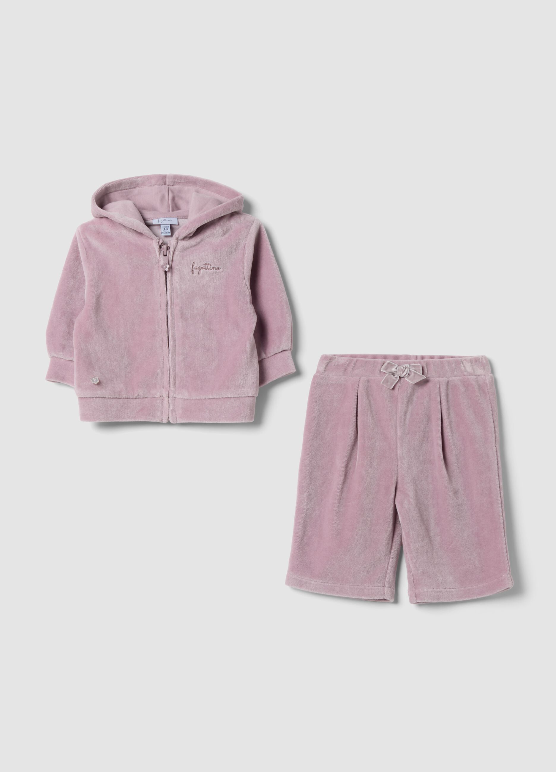Pink organic cotton-blend hoodie and joggers set