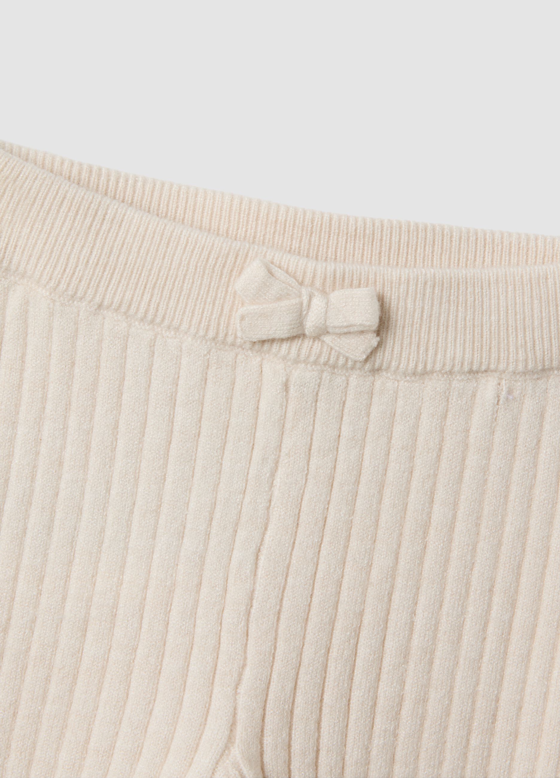 Leggings beige in misto viscosa a costine