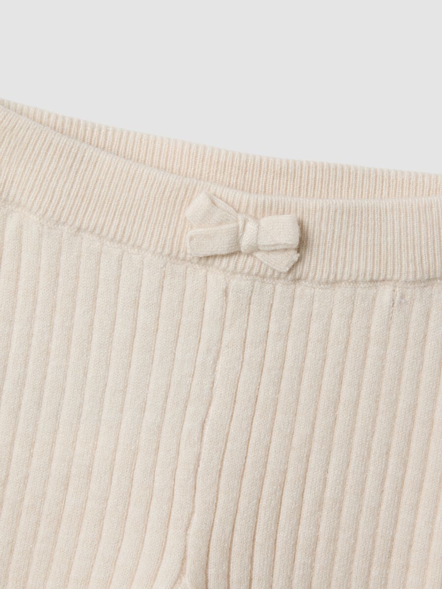 Beige ribbed viscose-blend leggings_3