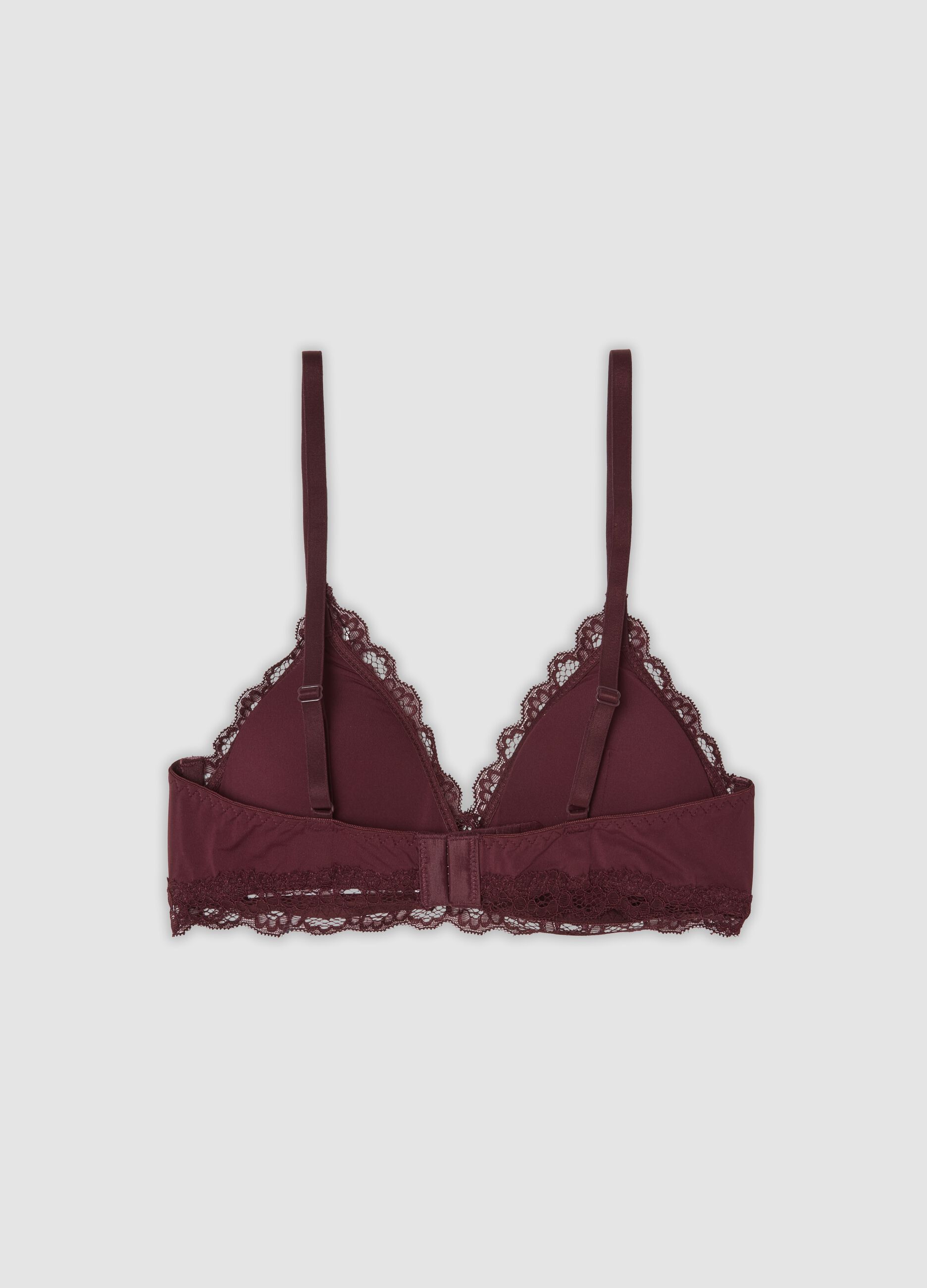 Reggiseno a triangolo viola in microfibra elasticizzata con pizzo