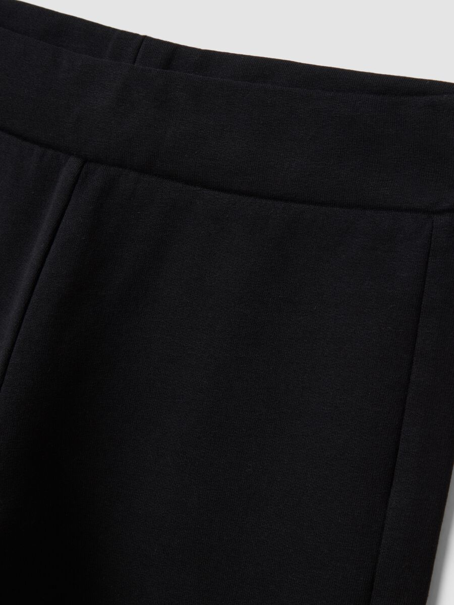 Black flared leggings in stretch cotton_2