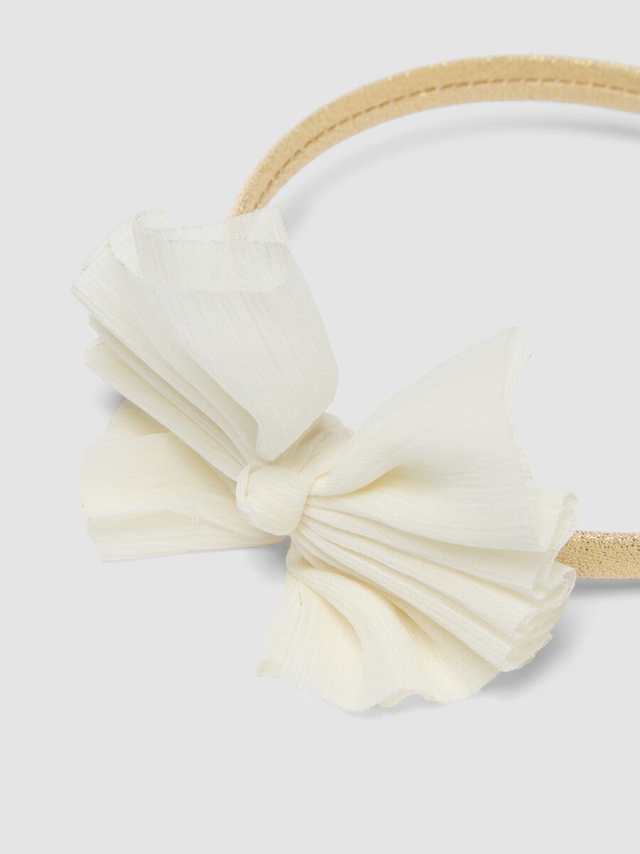 Orange headband with pleated bow_1