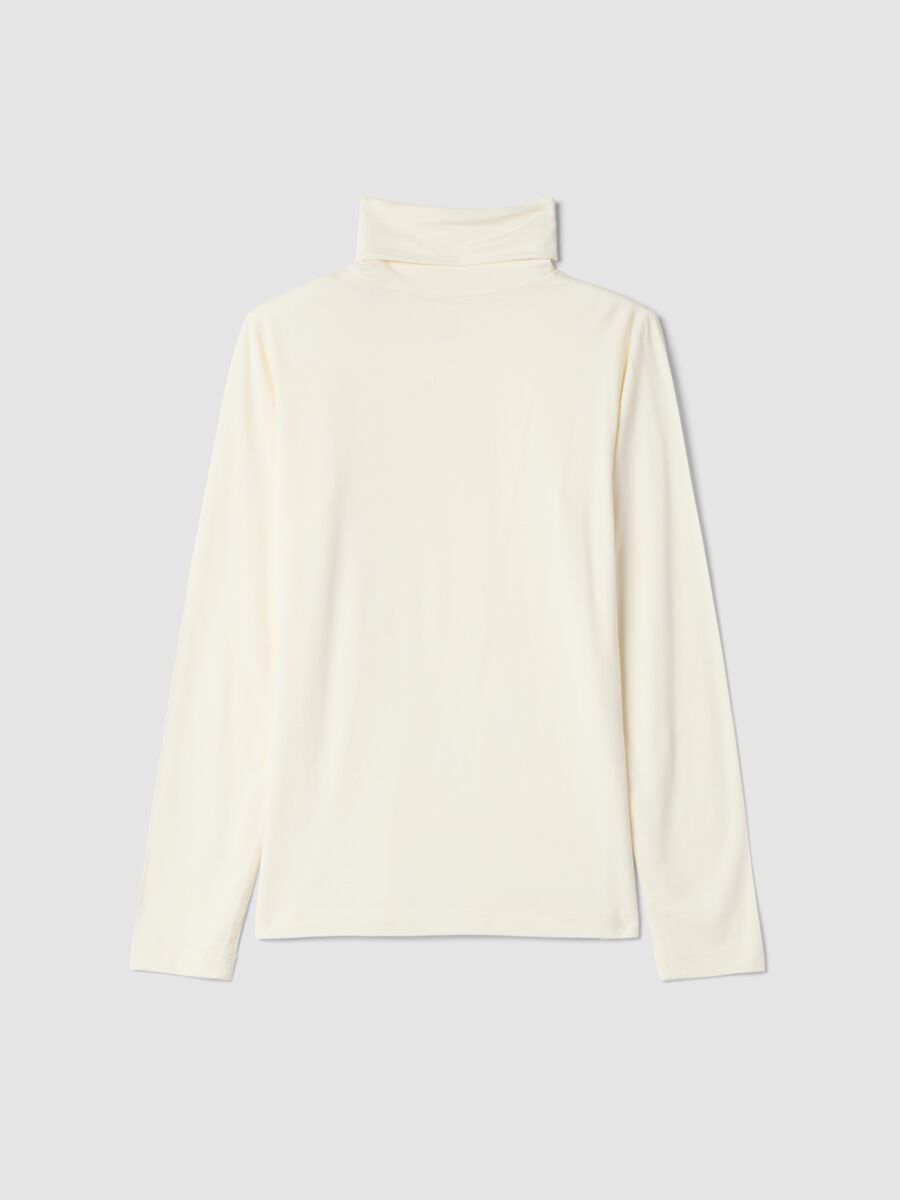 White stretch viscose top with mock neck, regular fit_6