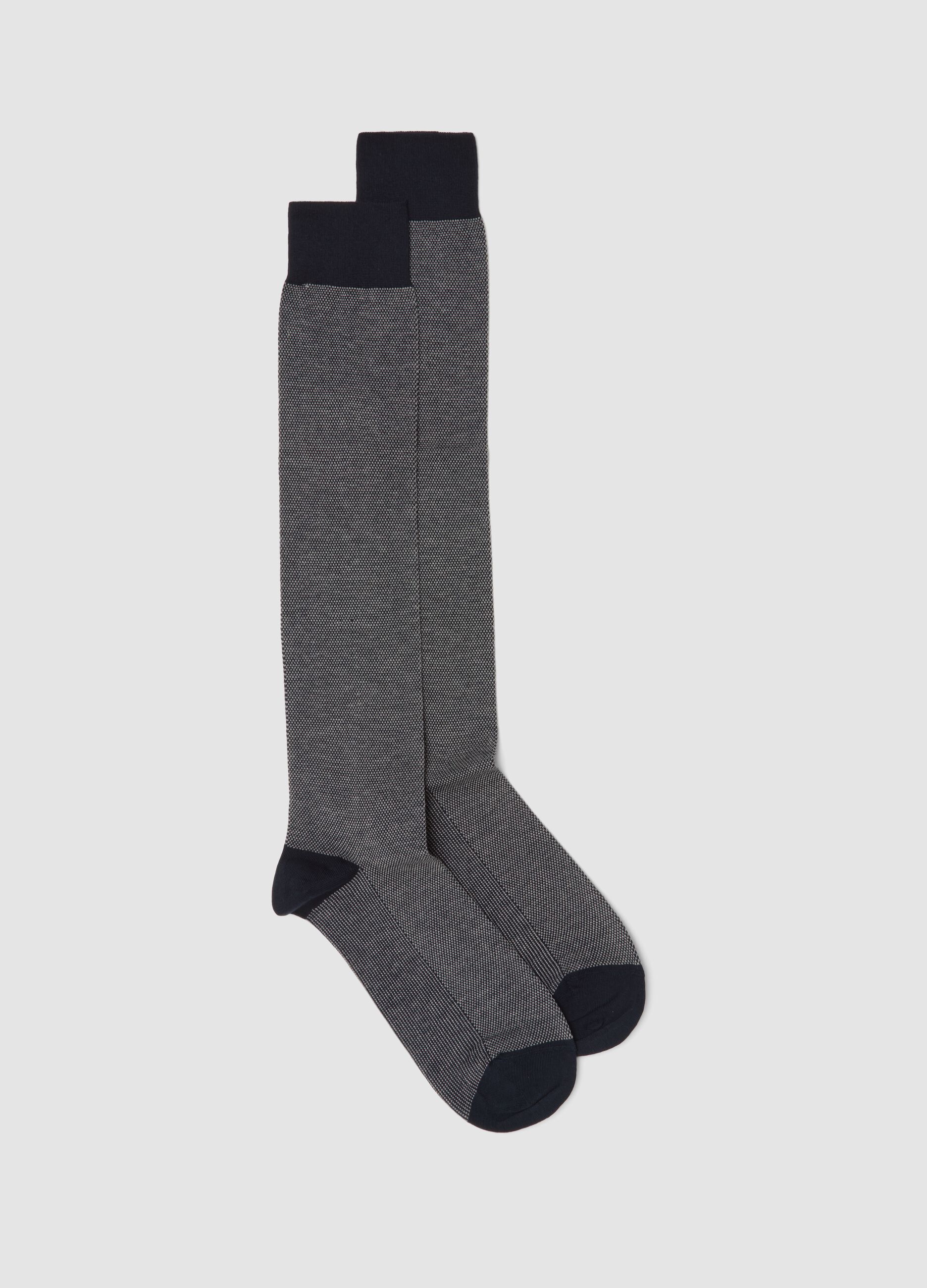 Navy blue long stretch cotton socks