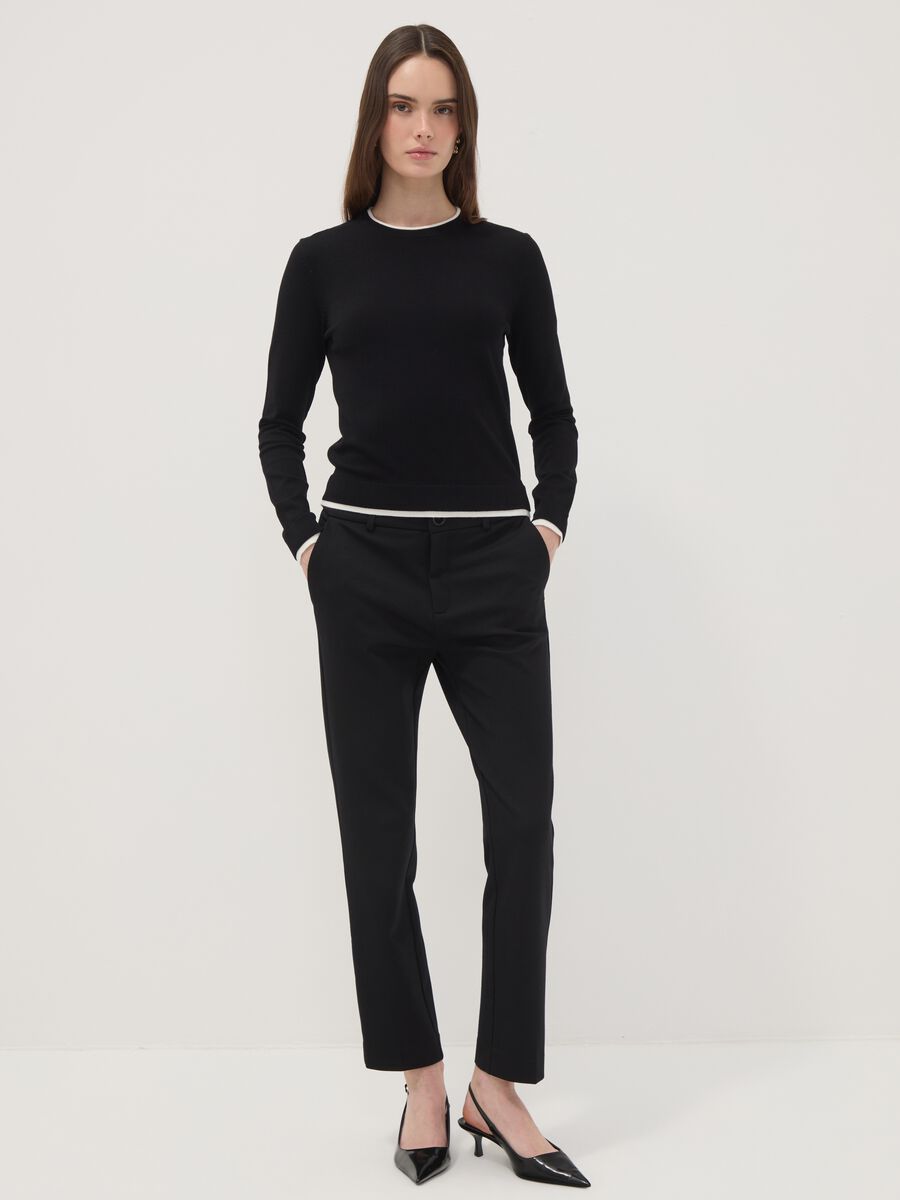 Black long-sleeved viscose-blend top_2