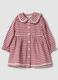 Red dress with pure cotton gingham collar_0