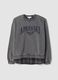 Felpa grigio scuro melange in misto cotone con inserto camicia regular fit_0