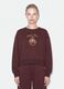Felpa marrone in misto cotone con girocollo e stampa teddy_1