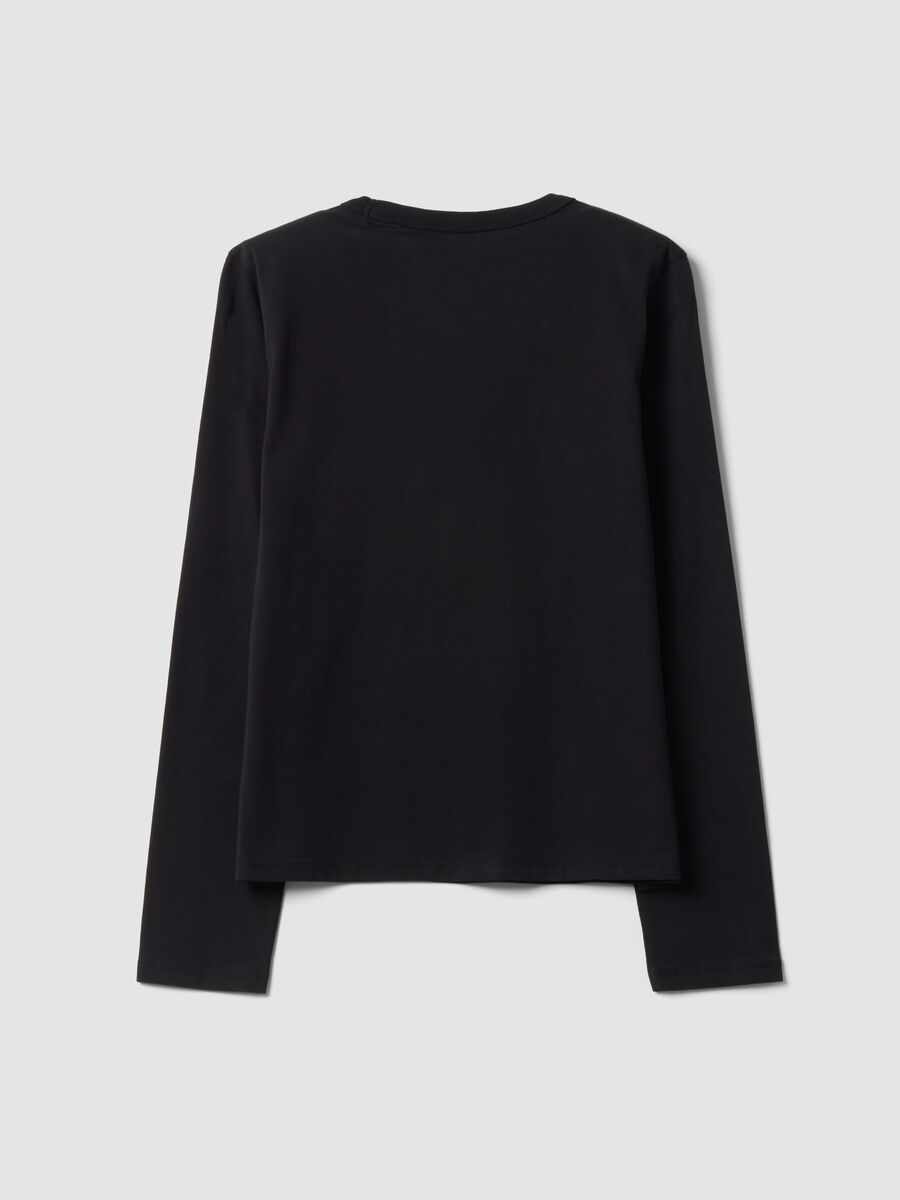 Black long-sleeved pure cotton jersey T-shirt, regular fit_6