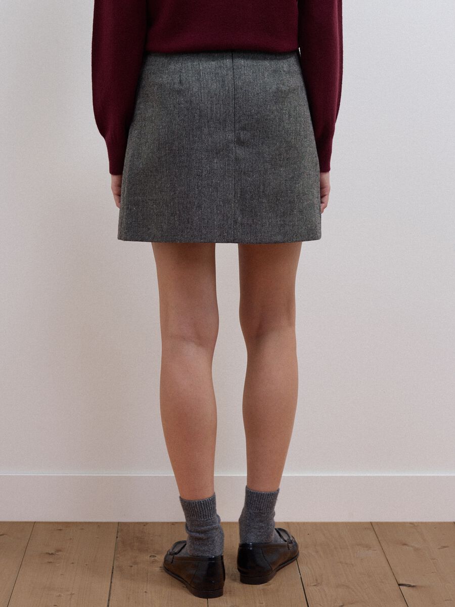 Grey wool-blend and viscose skirt with lining_3
