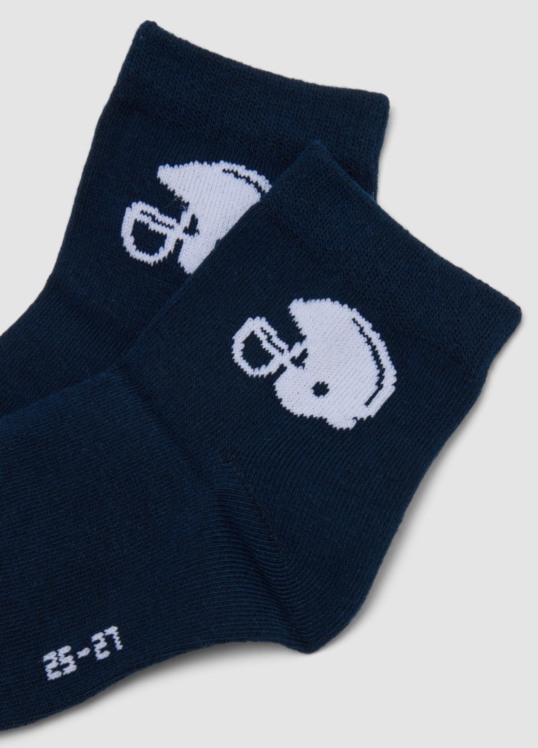 3-pack of multicolour patterned ankle socks in stretch organic cotton