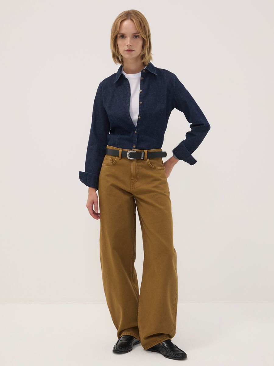 Brown pure cotton barrel-fit jeans_0
