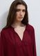 Red regular-fit blouse with V-neck and tie detail_2
