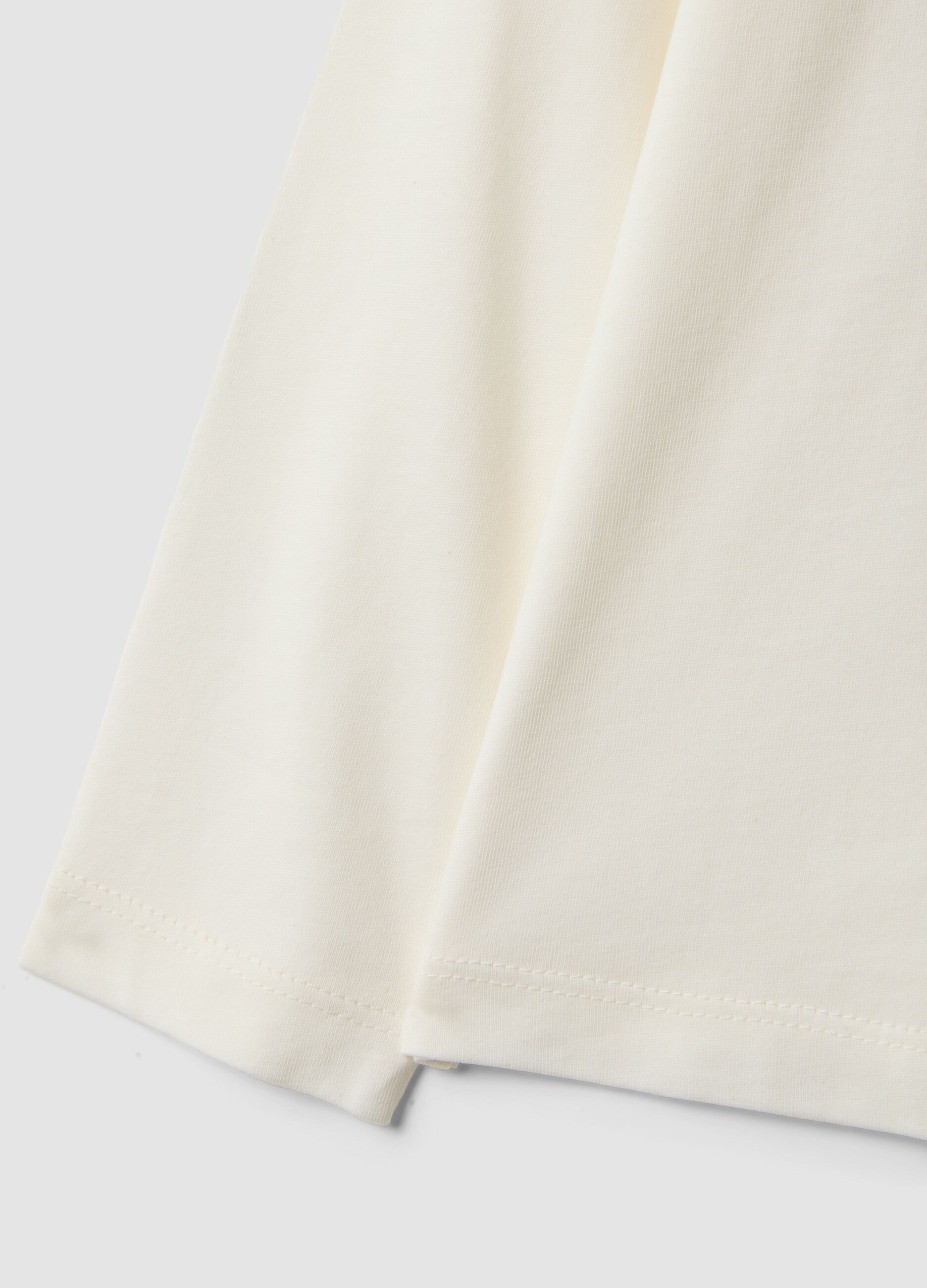 White pure organic cotton T-shirt with glitter print for girls