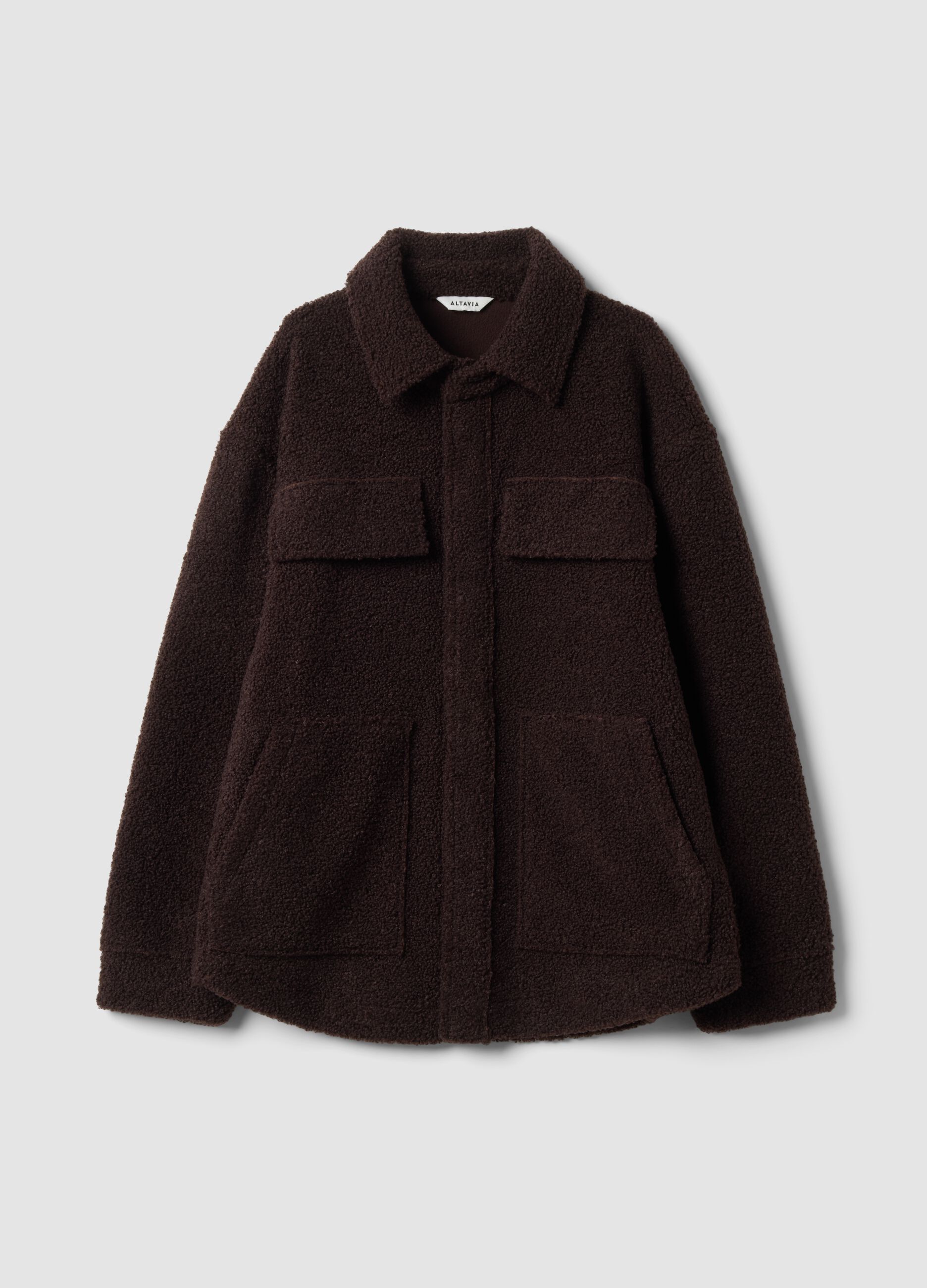 Brown sherpa shacket with buttons, relaxed fit &ndash; ALTAVIA STUDIO
