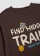 T-shirt marrone in puro cotone organico con stampa over fit_2