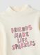 White pure organic cotton T-shirt with mock neck and animal print_2