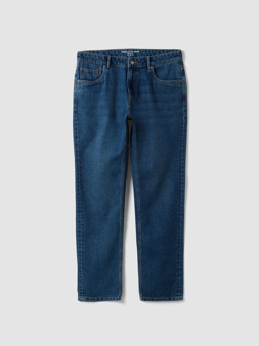 Blue denim jeans in cotton-viscose blend, regular fit_4