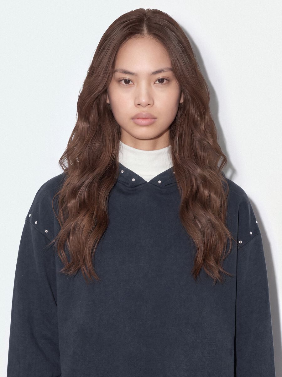 Grey cotton-blend hoodie with rhinestones, relaxed fit_2