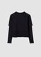 Black pure cotton T-shirt with ribbed crew neck and boxy fit print_2