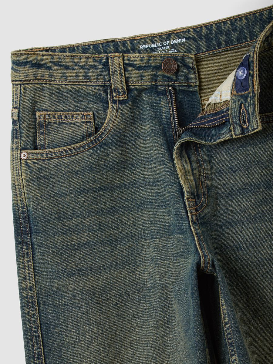 Blue pure cotton skater-fit jeans_4