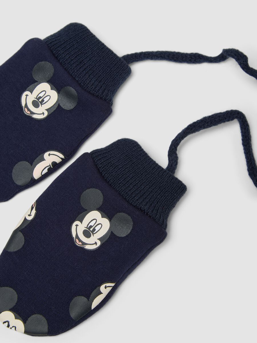 Guanti blu in tessuto elasticizzato con stampa Mickey_1
