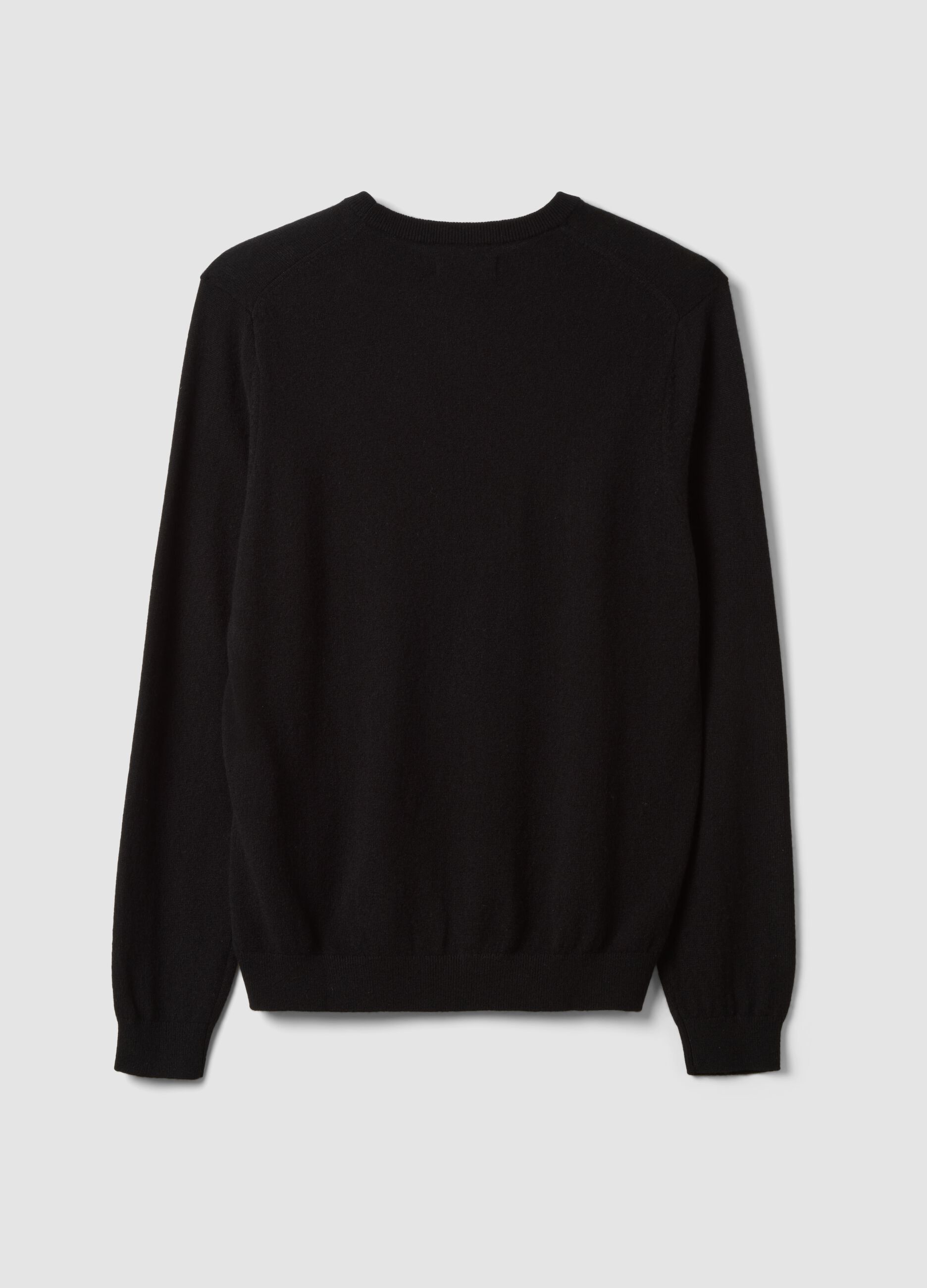 Black pure cashmere jumper, regular fit