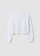 White organic cotton sweatshirt with front print for girls_4