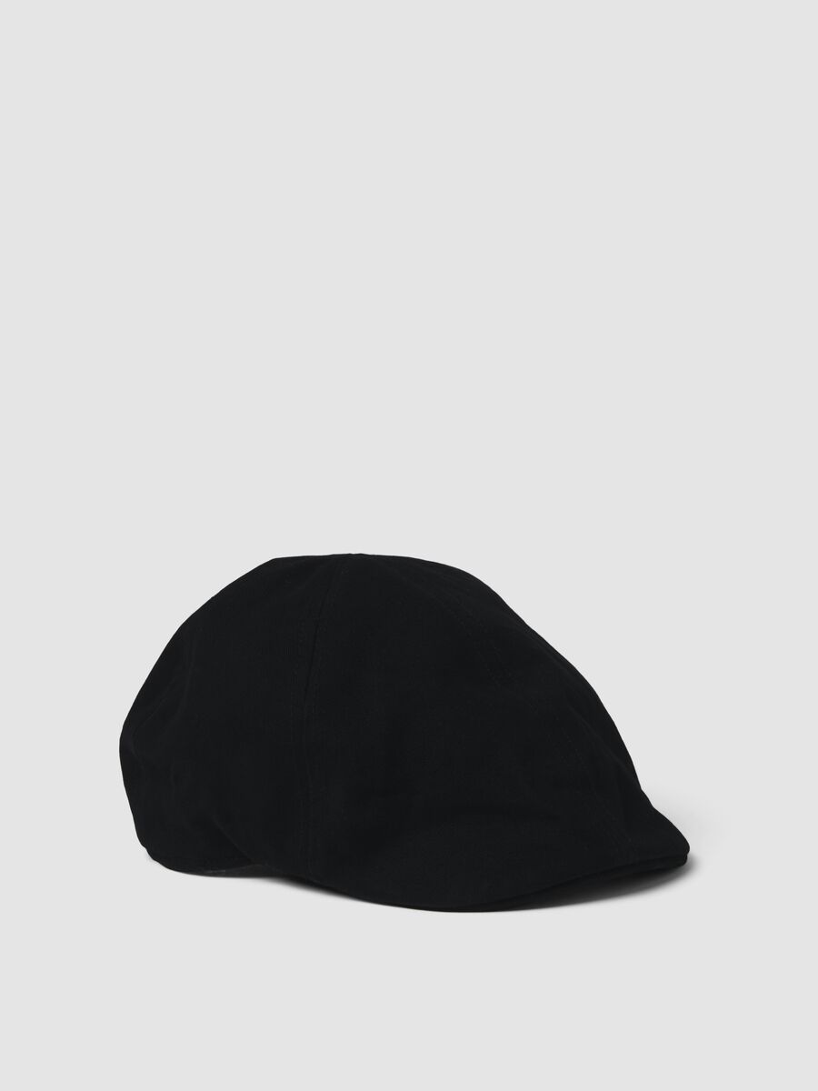 Black pure cotton flat cap_0